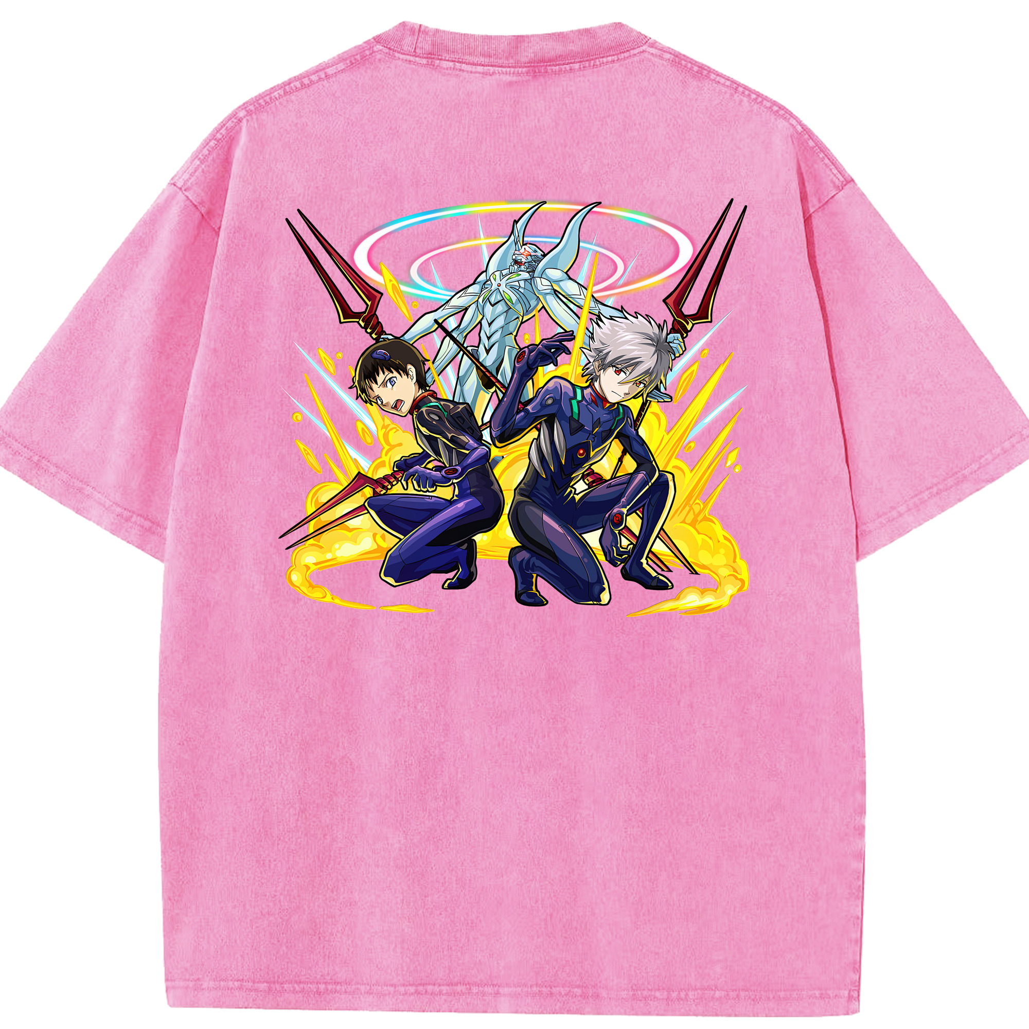 （画像用） EVA 新世紀エヴァンゲリオン 綿100% ヴィンテージ風 半袖Tシャツ（背面プリント）
